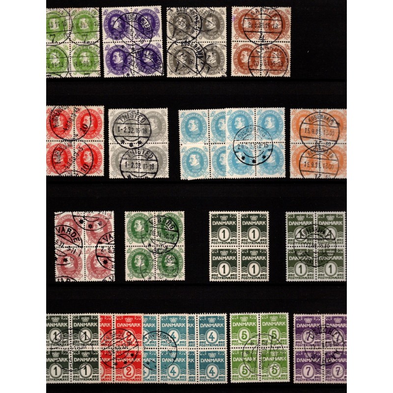 Danmark - Samling af 4-blokke - Frimærke - Postfrisk og Stemplet.